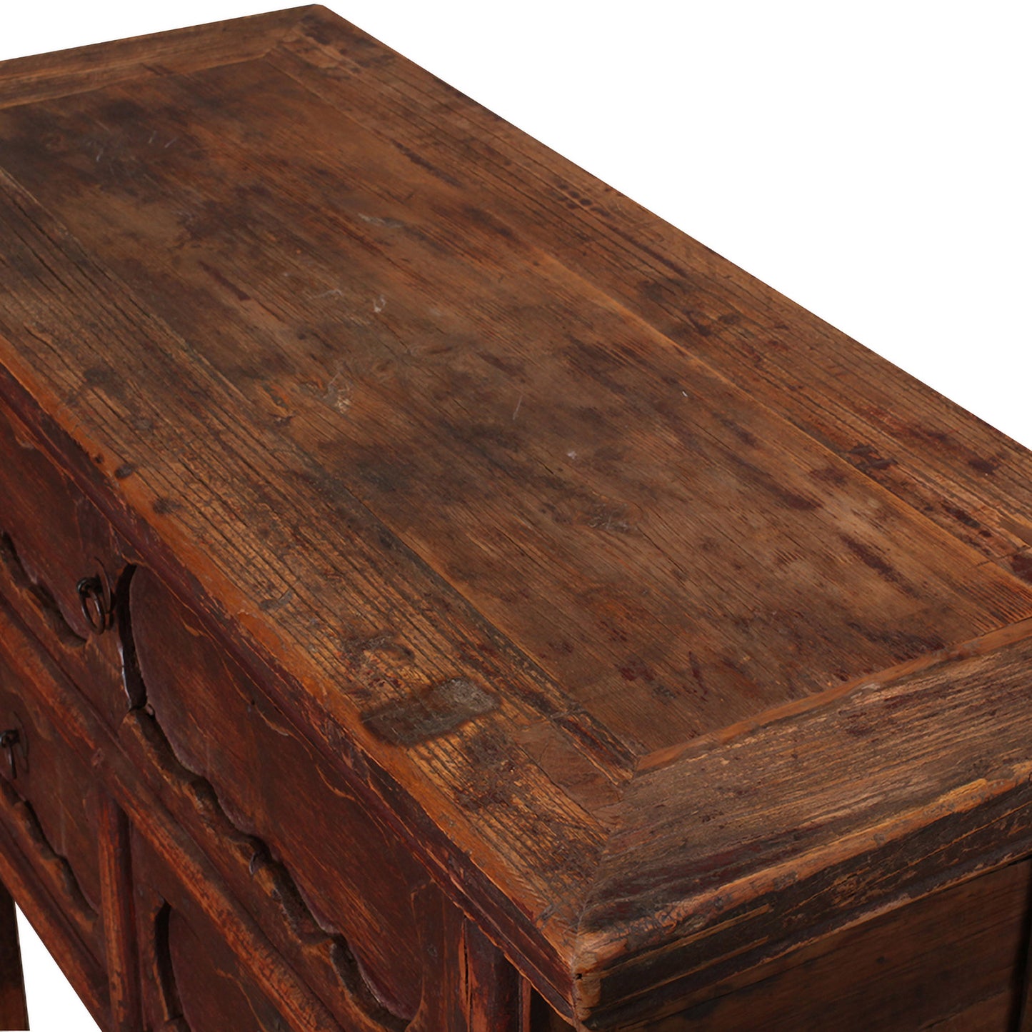 Rouge vintage Chinese console with drawers top