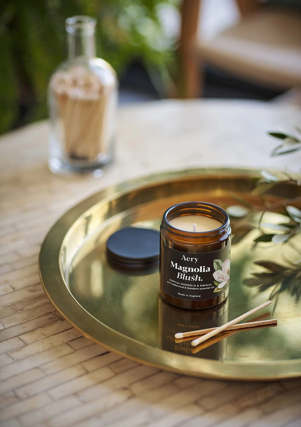 Magnolia Blush Scented Jar Candle - Tropical magnolia & hibiscus with cedar & mandarin essential oils