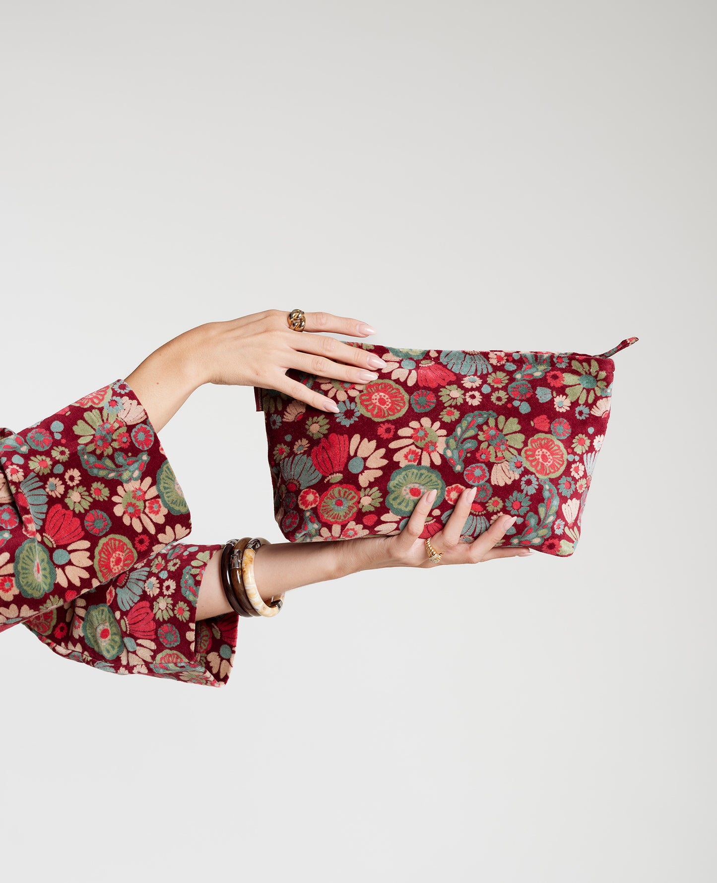 Large Cotton Cosmetics Bag - Molly Burgundy