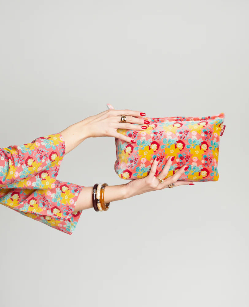 Large Cotton Cosmetics Bag - Mackintosh coral