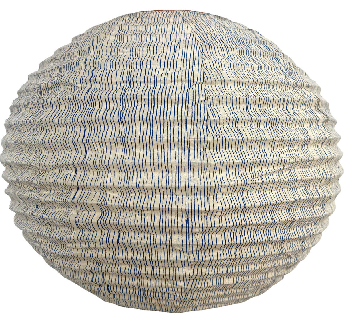Lokta paper lampshade - Round Blue Stripes