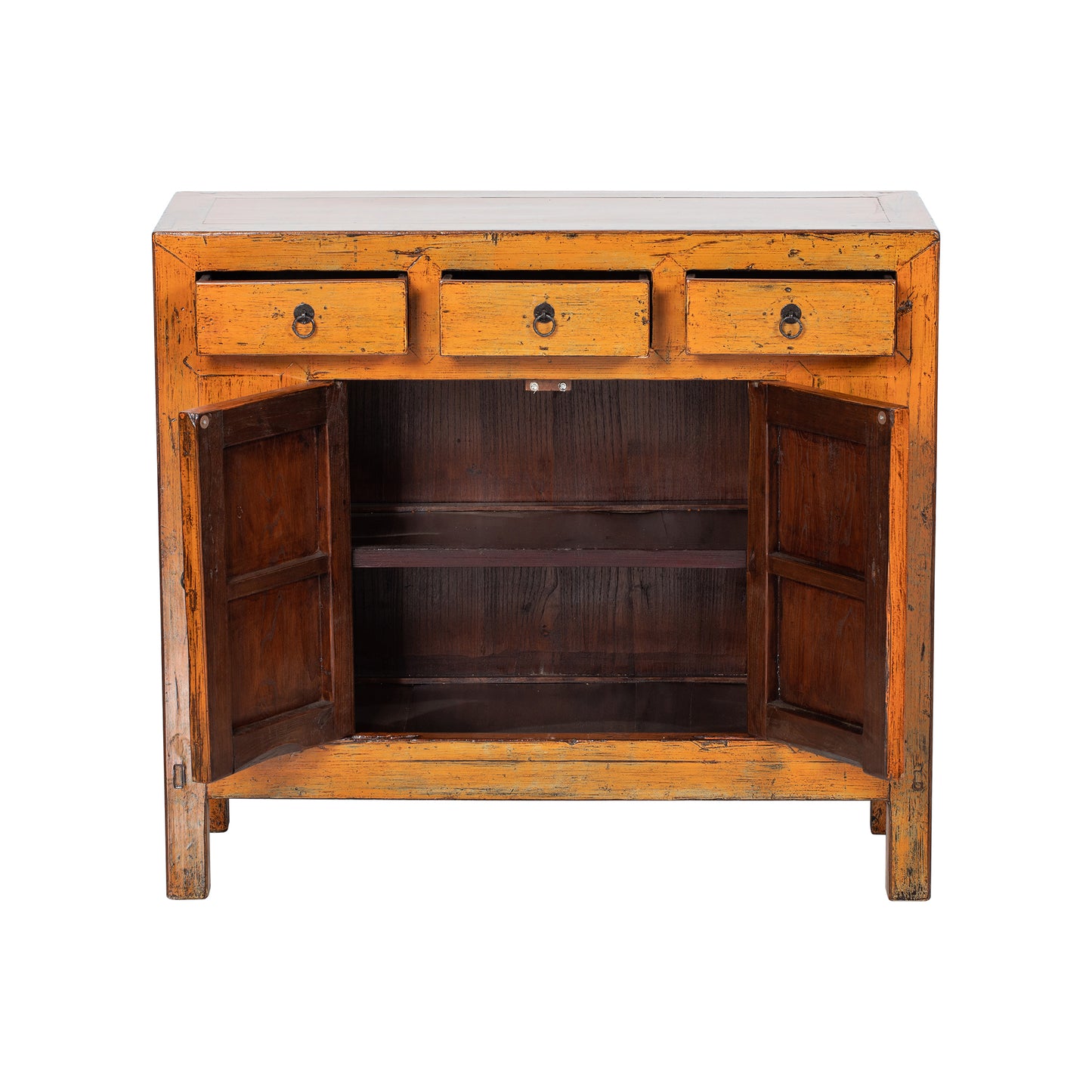 Vintage Medium ShanDong Cabinet in Yellow with Three Drawers