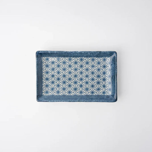 Indigo Ikat Starburst Rectangle Plate