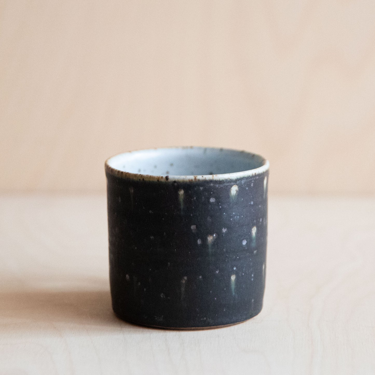 Black Green Dot Ceramic Wide Mug 01 by Wang Xinghua