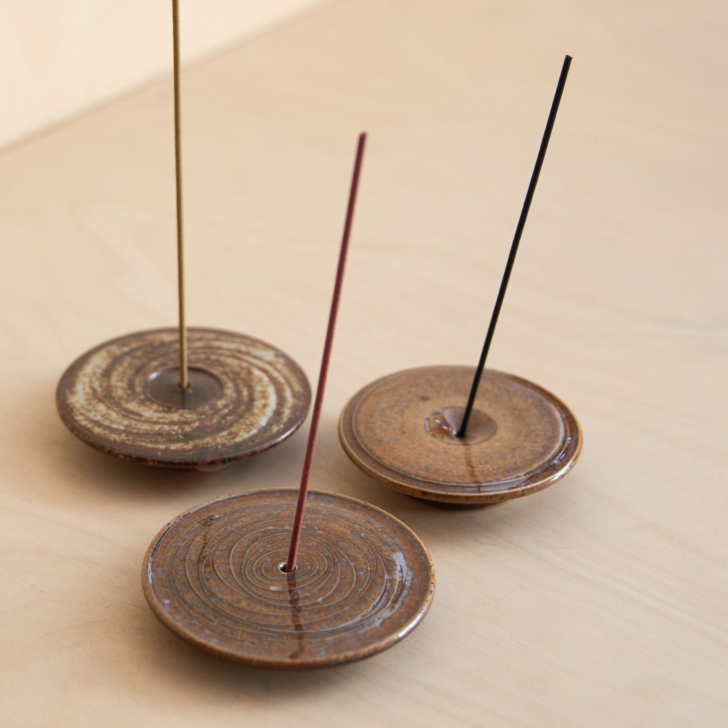 Brown Swirl Ceramic Incense Holder 01 Wang Xinghua