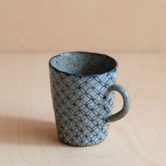 Course Clay Teacup with Blue Geometric Pattern 02 by Zhang Min