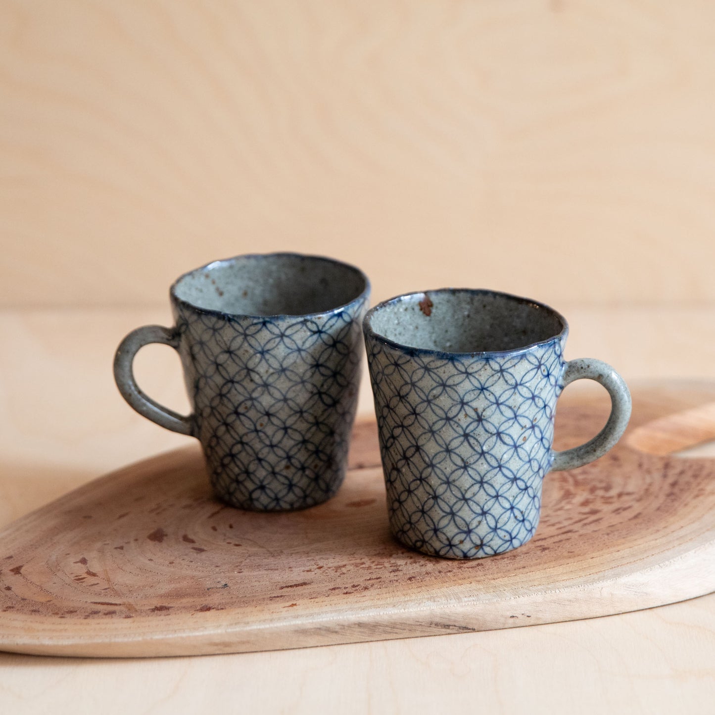 Course Clay Teacup with Blue Geometric Pattern 01 by Zhang Min