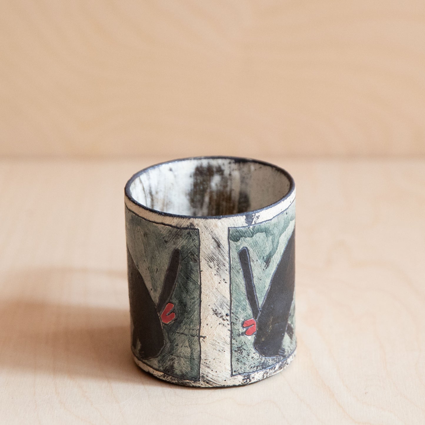 Black Cat with Teeth Ceramic Mug