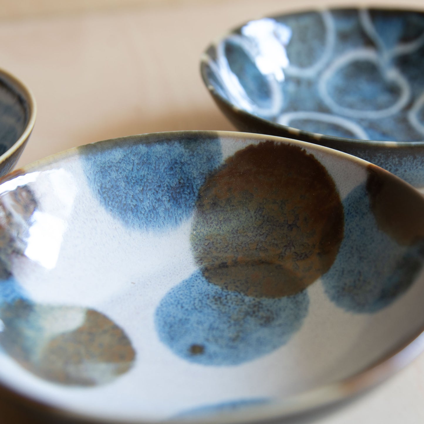 Blue & Brown Small Bowls - Blue and Brown Dots
