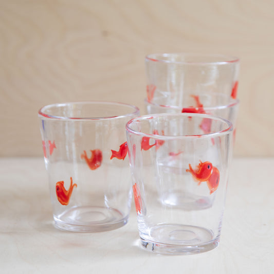 Red Goldfish Glass Short Cup