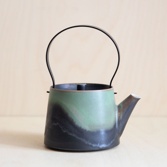 Porcelain Mountain Glaze Teapot from Jingdezhen metal handle