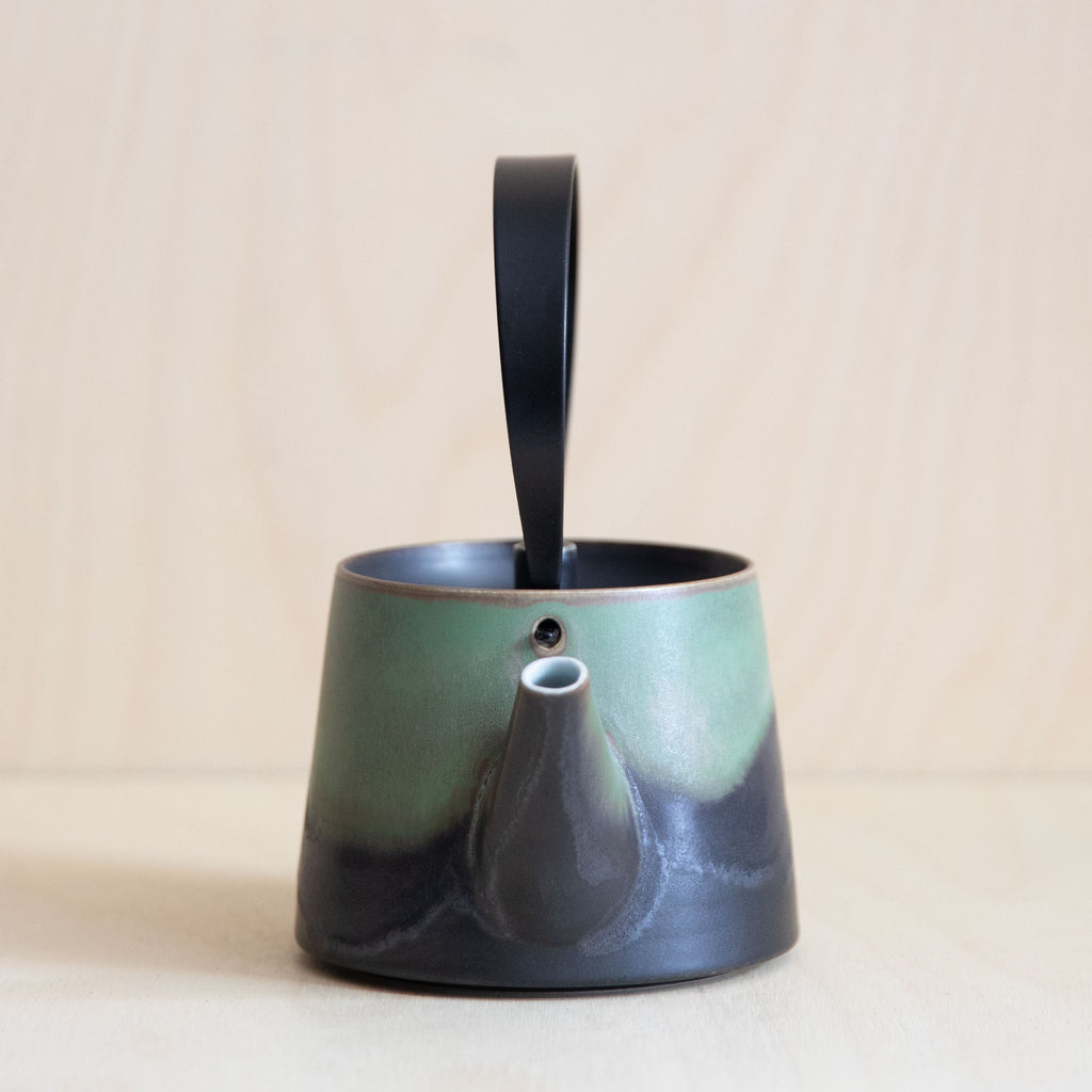Porcelain Mountain Glaze Teapot from Jingdezhen metal handle