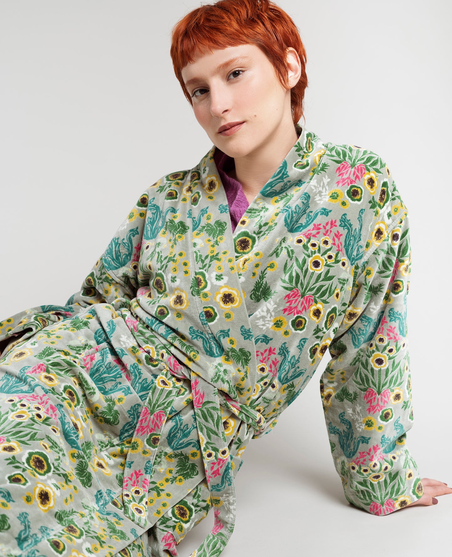 Les Touristes Long Velvet Dressing Gown - Swinston Green