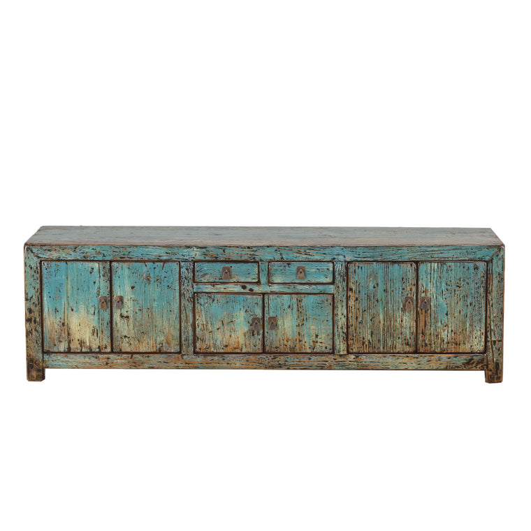 Chinese Blue Low Long Sideboard from Shandong