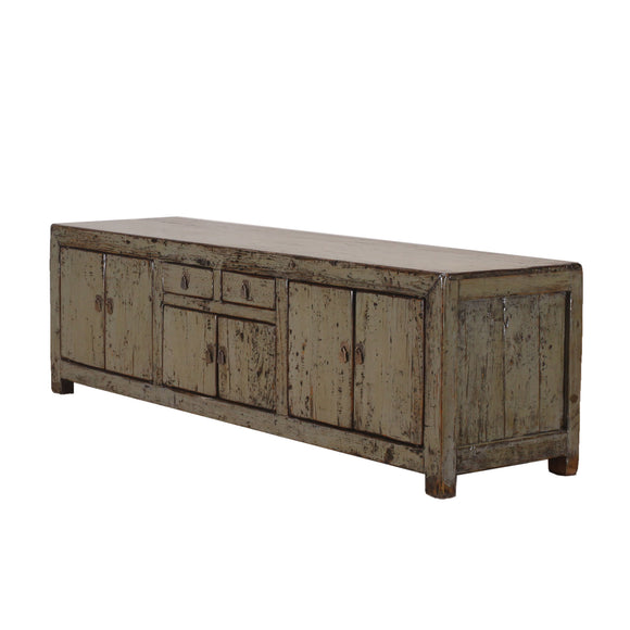 Chinese Grey Green Low Long Sideboard from Shandong