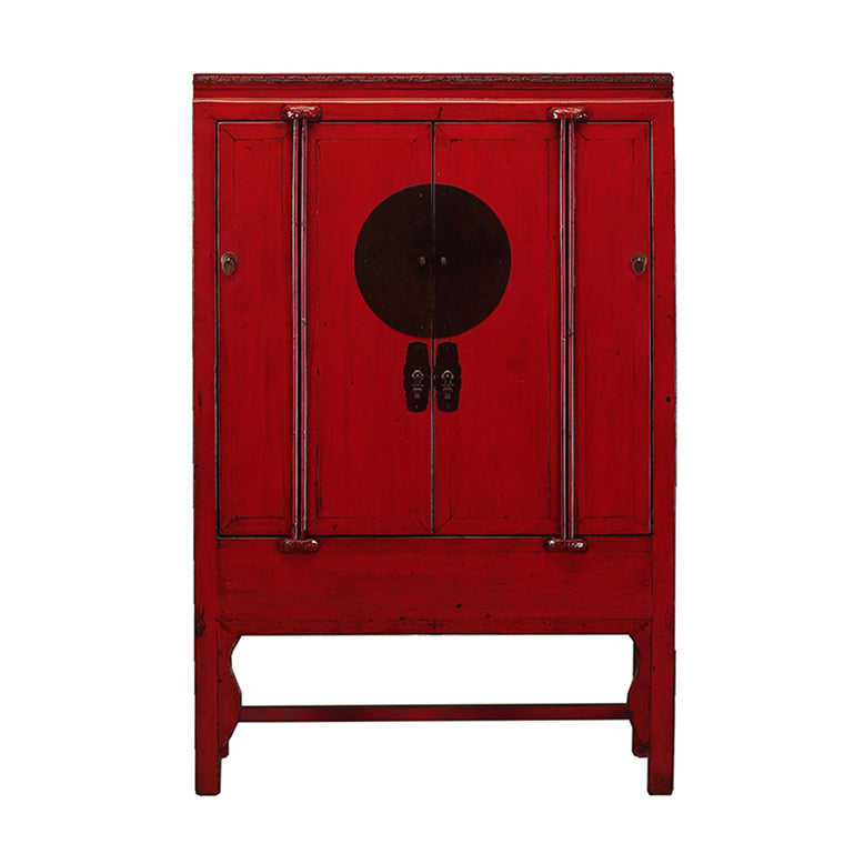 Vintage Large Chinese Wedding Cabinet with togetherness plate in red