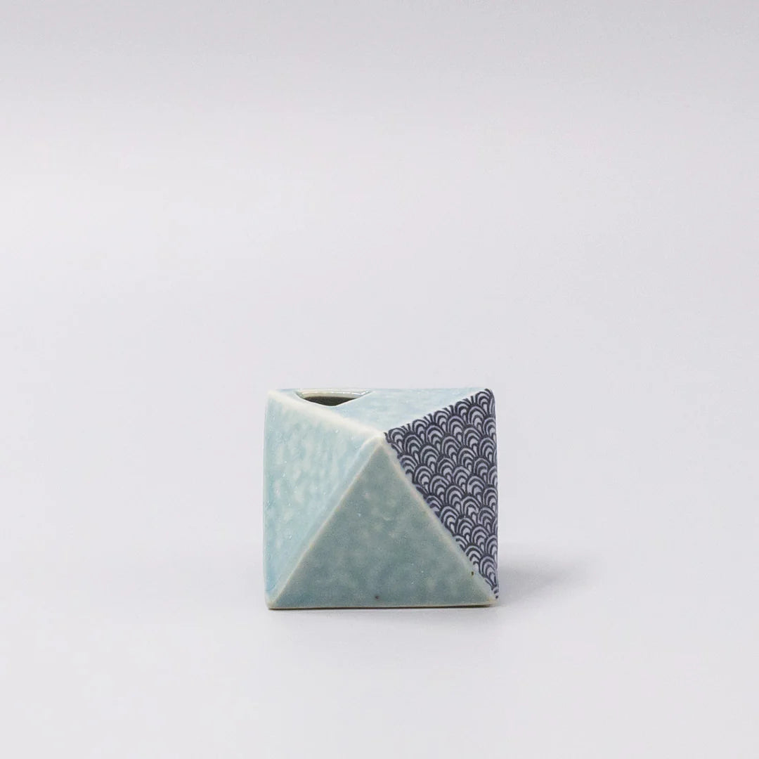 Triangular Turquoise Wave Vase