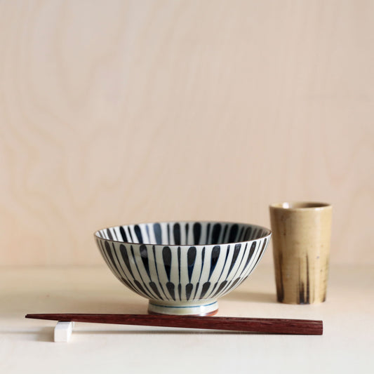 Striped Porcelain Rice Bowl