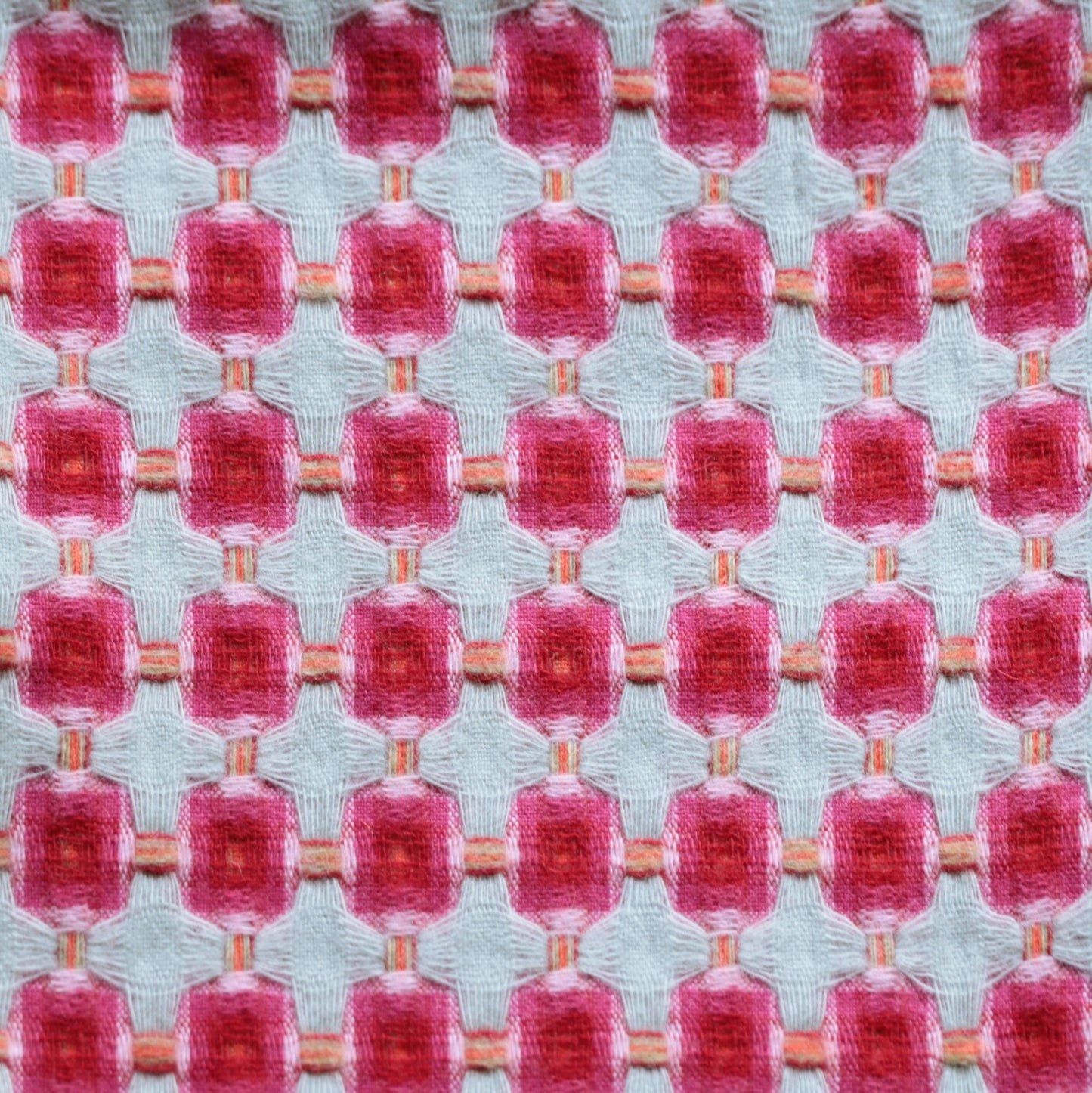 Raspberry Basket Weave Throw by Paulette Rollo