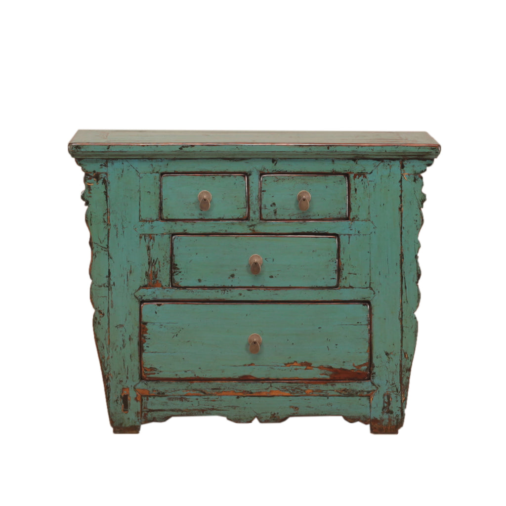 Turquoise Vintage Med Cabinet with Four Drawers