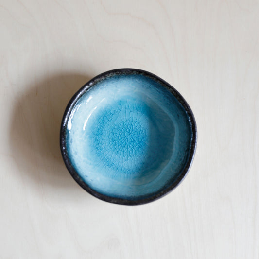 Turquoise Crackle Glass Glaze Dish – Medium