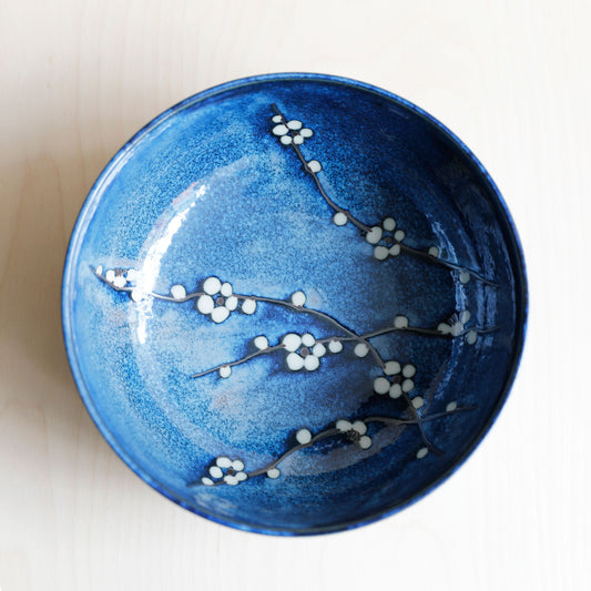 White Cherry Blossom Porcelain Salad Bowl