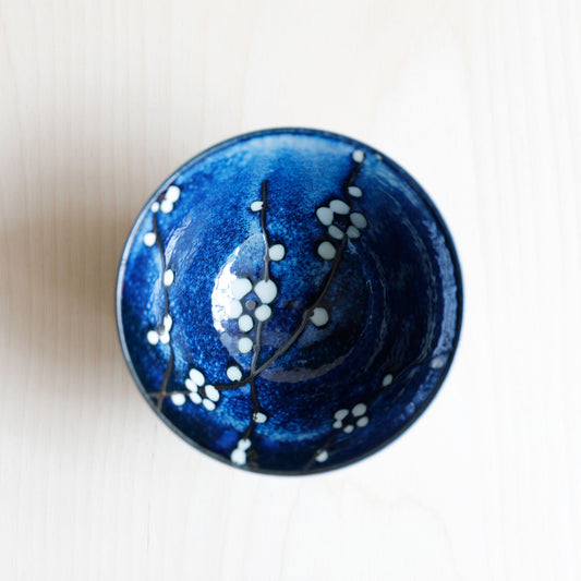 White Cherry Blossom Porcelain Rice Bowl