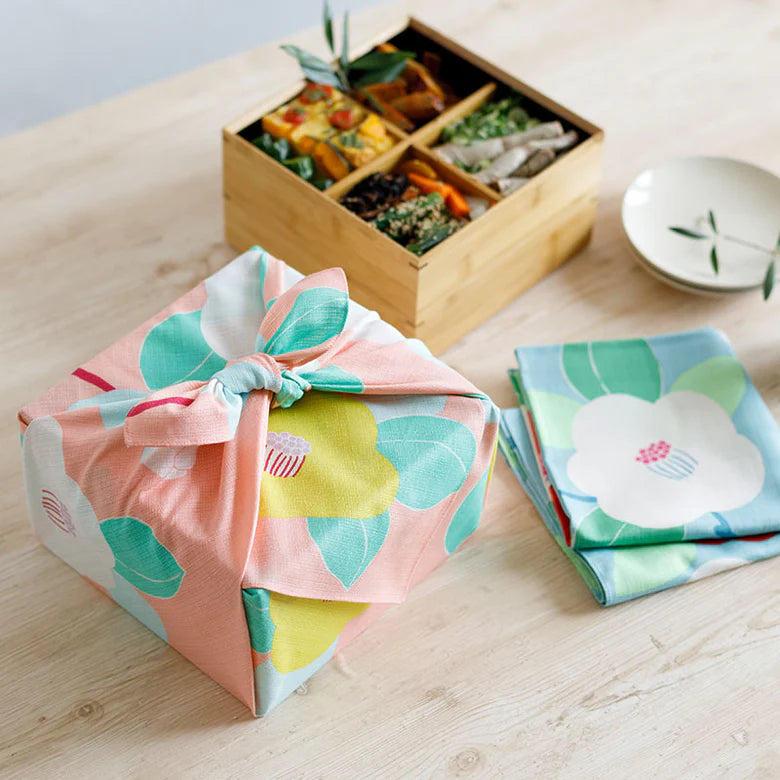 Organic Cotton Furoshiki Cloth -Camellia Salmon Pink
