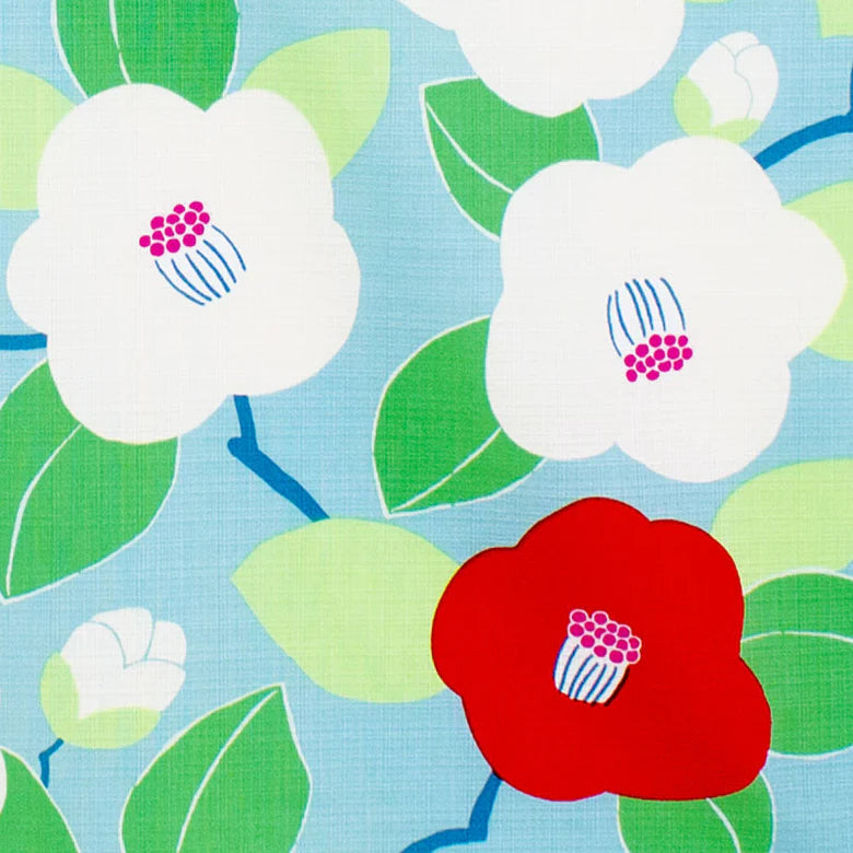 Organic Cotton Furoshiki Cloth - Camellia Turquoise