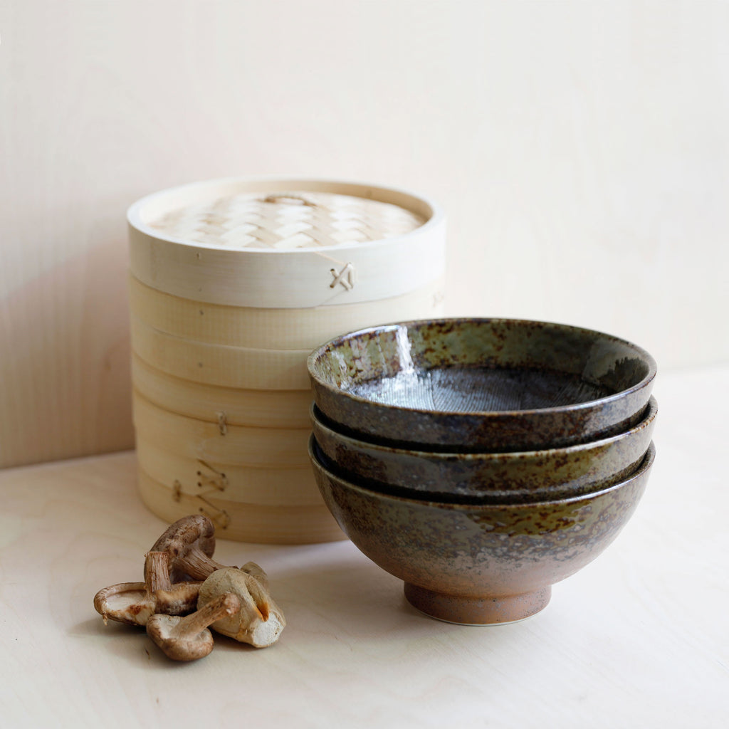Green and Brown Glaze Japanese Noodle Bowl