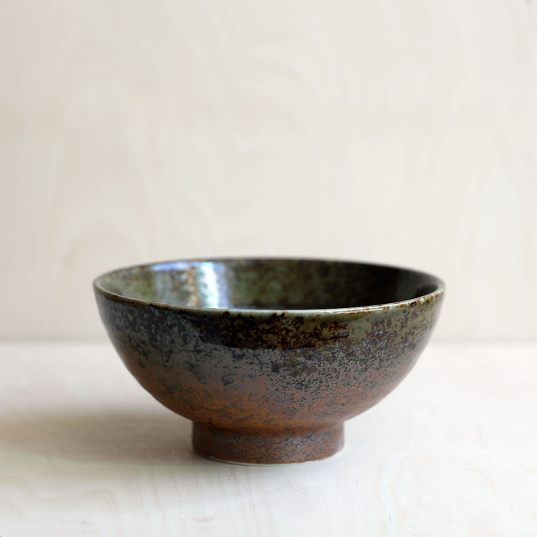 Green and Brown Glaze Japanese Noodle Bowl