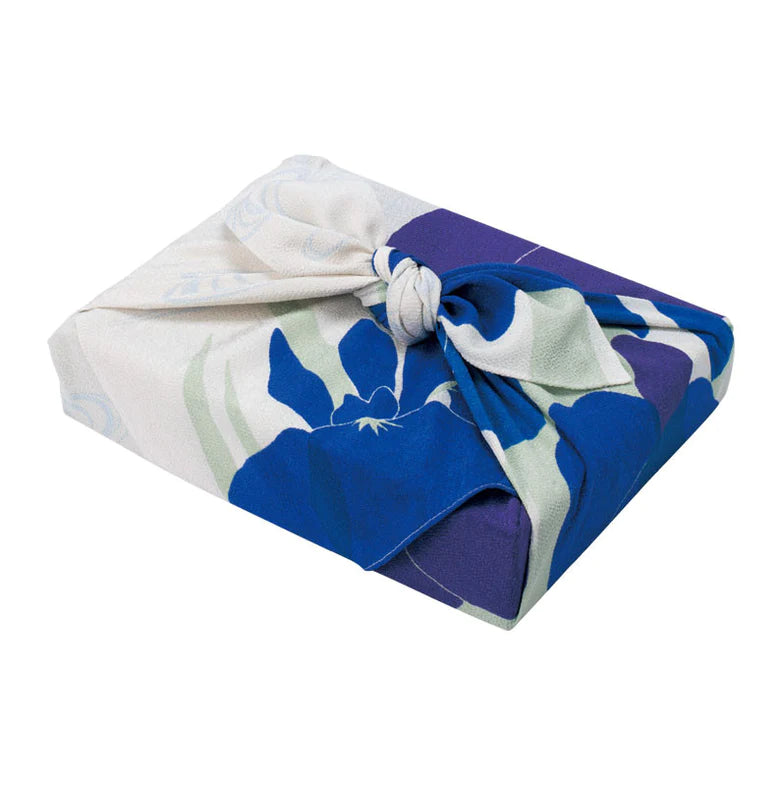 Chirimen Yuzen Dyed Furoshiki Cloth - Iris