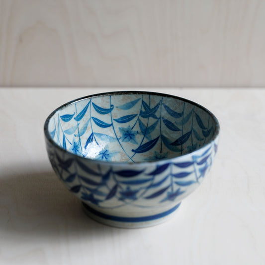 Japanese Stoneware Bowl Kikyo Pattern