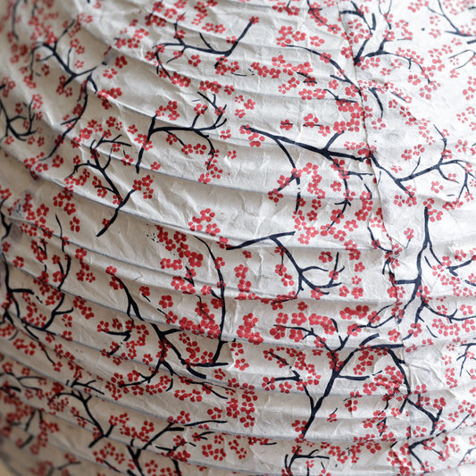 Lokta Paper lampshade - Red Blossoms