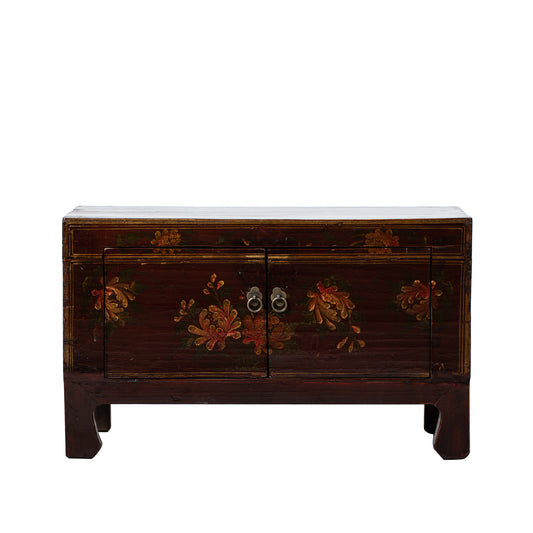 Vintage Chinese Small Dark Red Cabinet with 2 doors