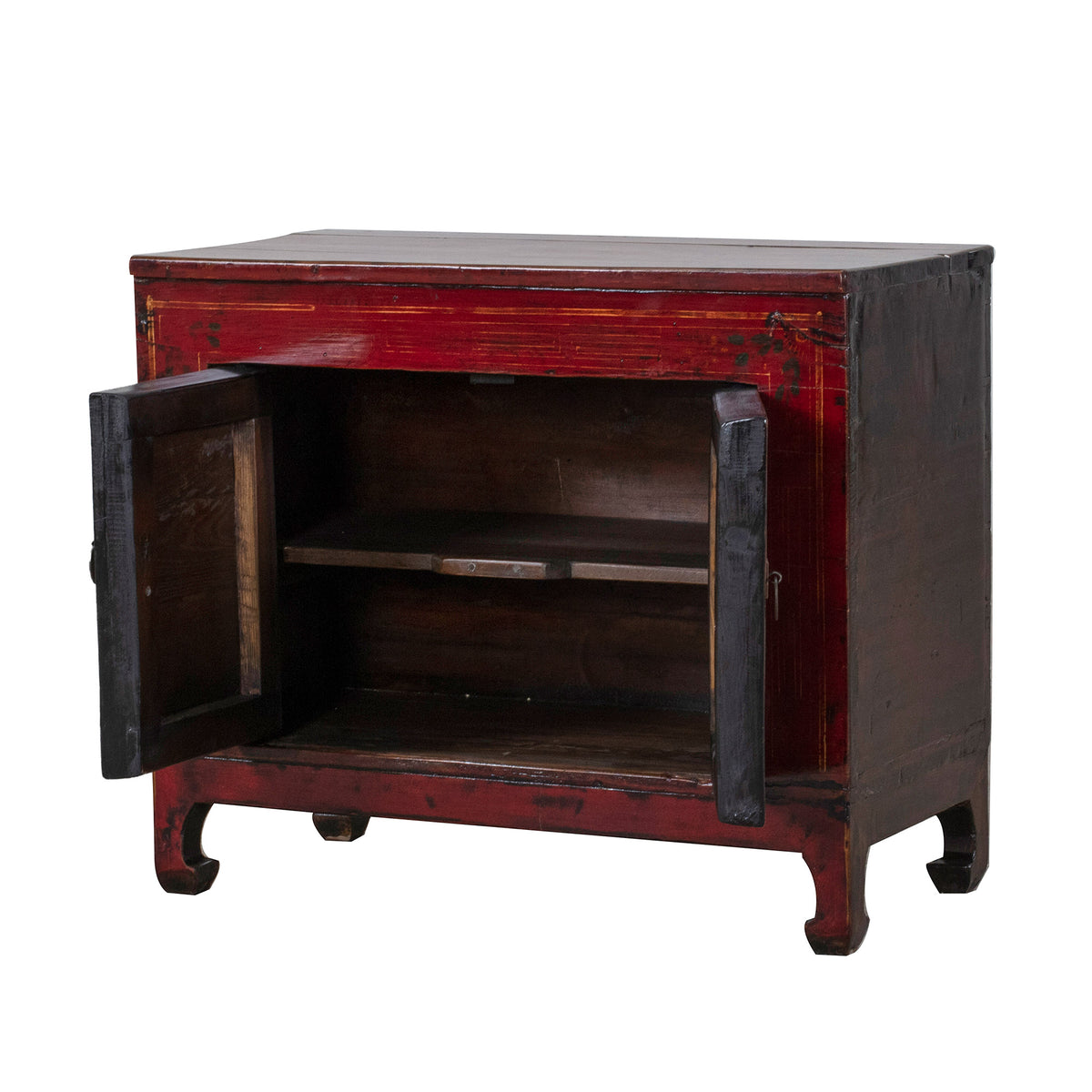 Vintage Chinese Small Cabinet with Peacock and Flowers