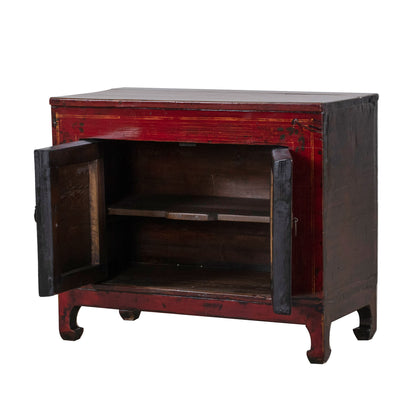 Vintage Chinese Small Cabinet with Peacock and Flowers