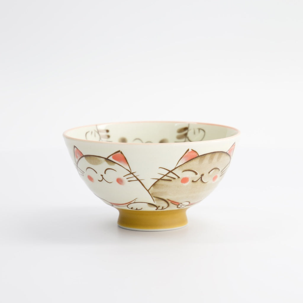 Cat Rice Bowl - White & Pink