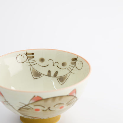 Cat Rice Bowl - White & Pink