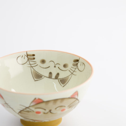 Cat Rice Bowl - White & Pink