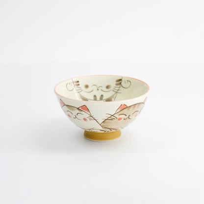 Cat Rice Bowl - White & Pink