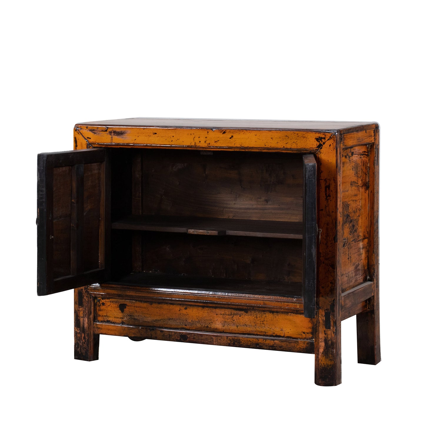 Vintage Orange Gansu Cabinet with Circle Motif