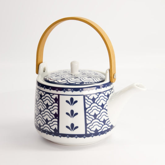 Wave Flower Teapot Blue 1L