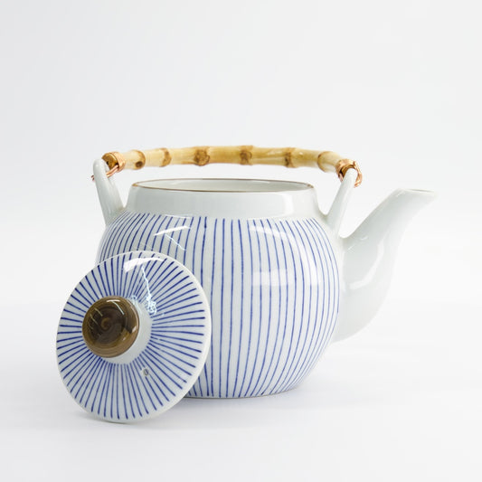 Blue & White Stripe Sendan Teapot - 1L