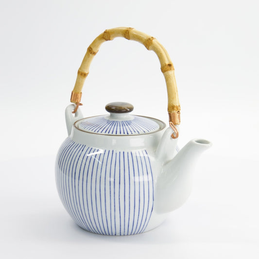 Blue & White Stripe Sendan Teapot - 1L