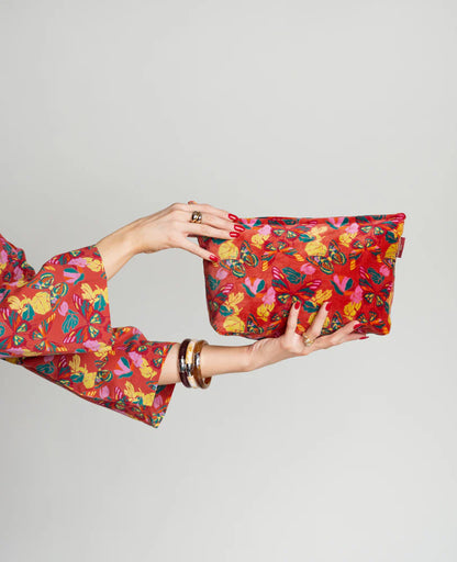 Large Cotton Cosmetics Bag - Holy red clay