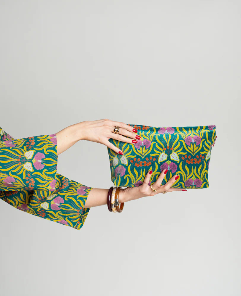 Large Cotton Cosmetics Bag - Muguet bayou