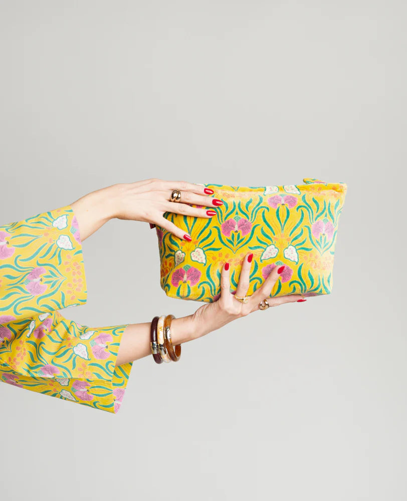 Large Cotton Cosmetics Bag - Muguet yellow
