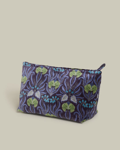 Large Cotton Cosmetics Bag - Muguet Blue