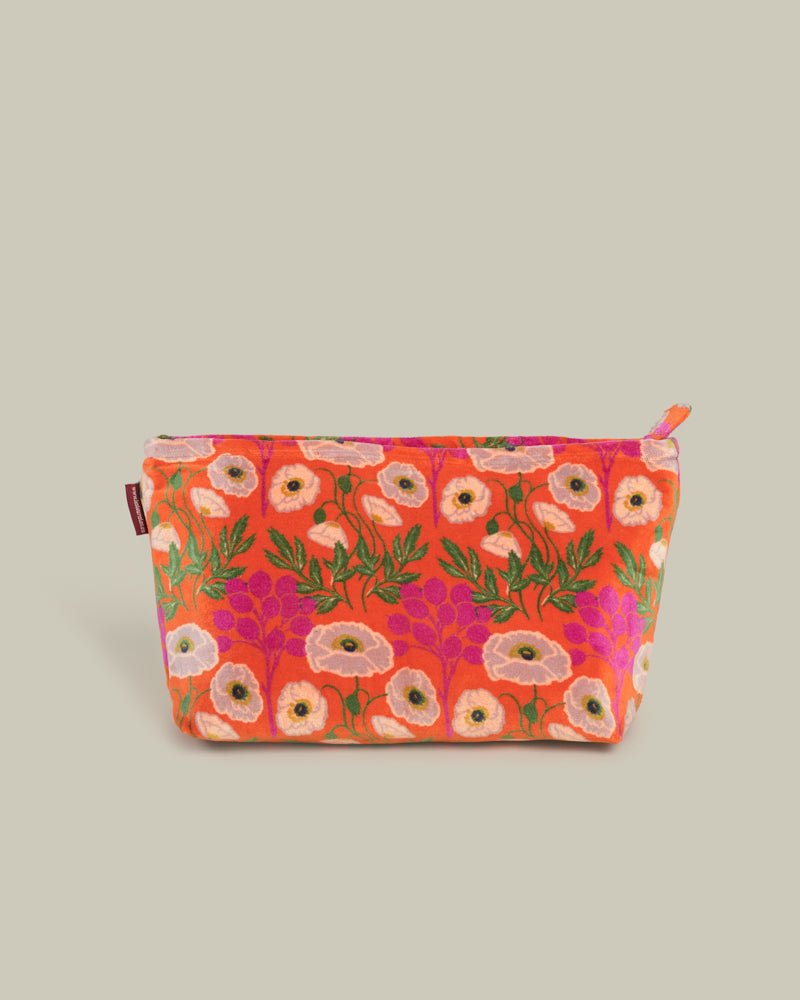 Large Cotton Cosmetics Bag - Poppy Orange